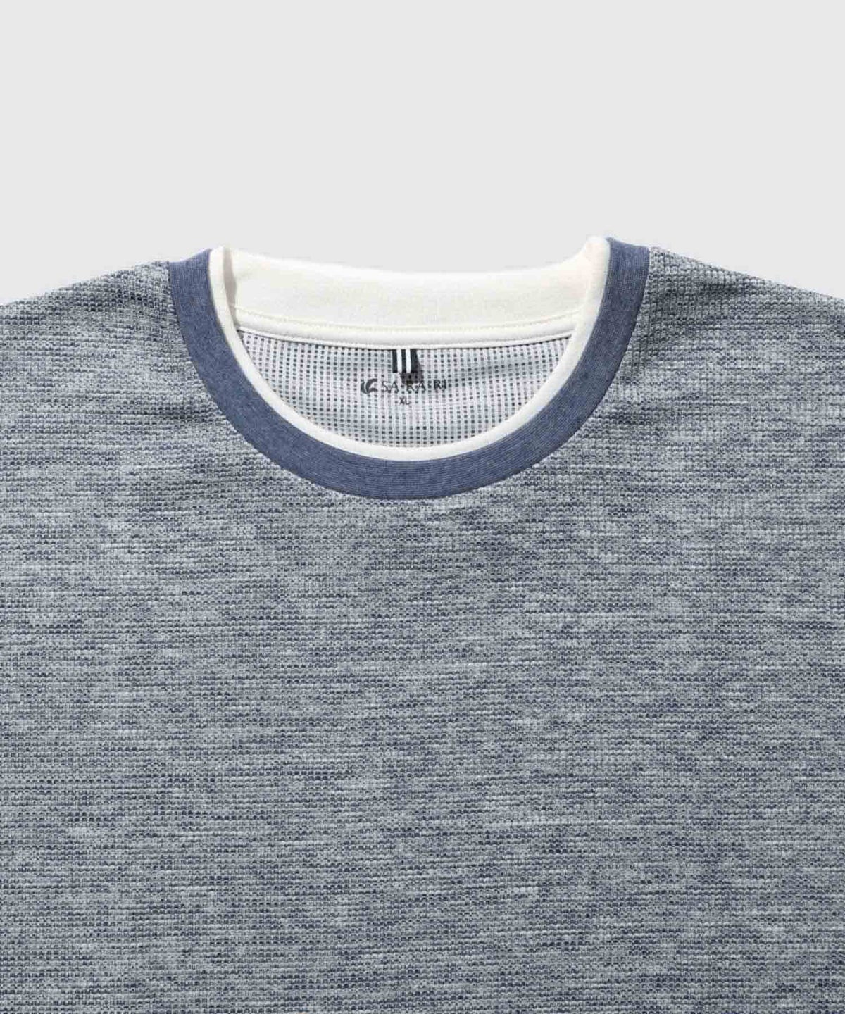 NAVY SARARI メランジワッフルフェイクレイヤードクルーネックTシャツ 速乾 メンズ メール便 対応商品