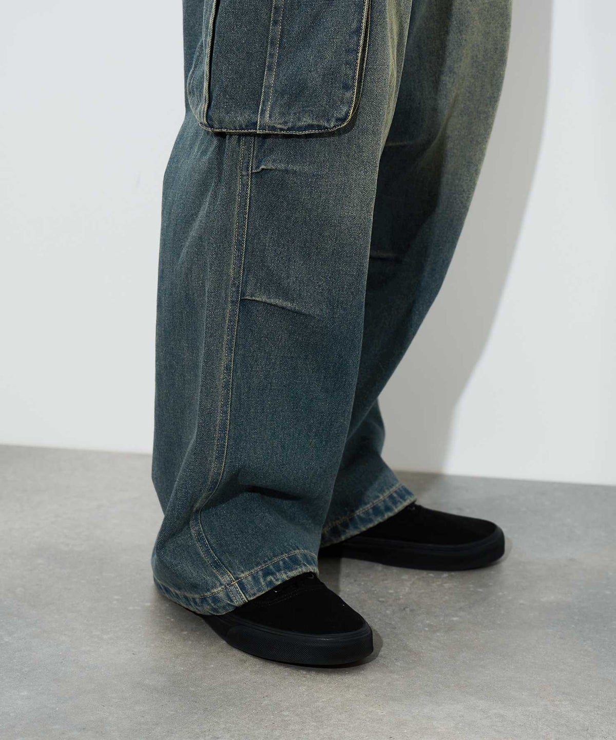 NAVY 3D立体ポケット デニムカーゴパンツ メンズ