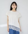Idnes  レイヤードデザイン アシンメトリーレースTシャツ レディース メール便 対応商品商品サムネイル-1