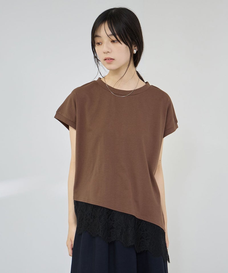 Idnes  レイヤードデザイン アシンメトリーレースTシャツ レディース メール便 対応商品商品画像-13
