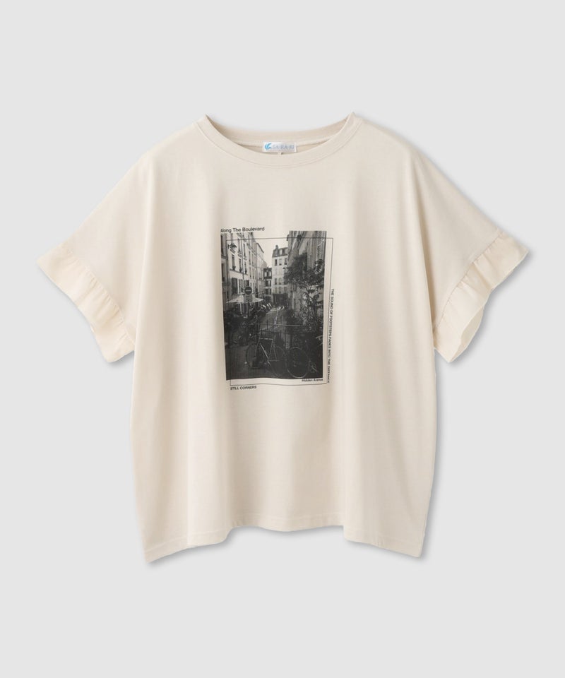 NAVY  SARARI 接触冷感 袖フリルコンパクトTシャツ レディース メール便 対応商品商品画像-1