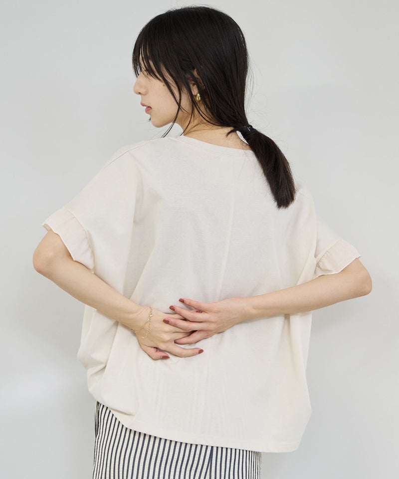 NAVY SARARI 接触冷感 袖フリルコンパクトTシャツ レディース メール便 対応商品商品画像-6