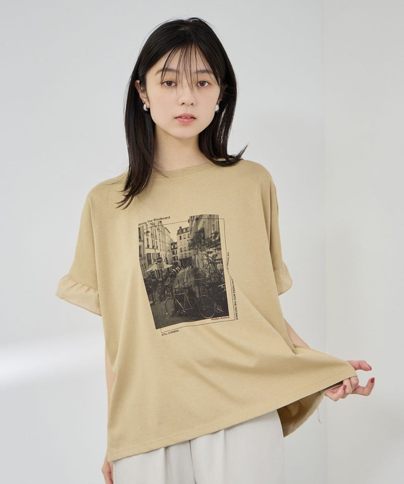 NAVY  SARARI 接触冷感 袖フリルコンパクトTシャツ レディース メール便 対応商品商品画像-10