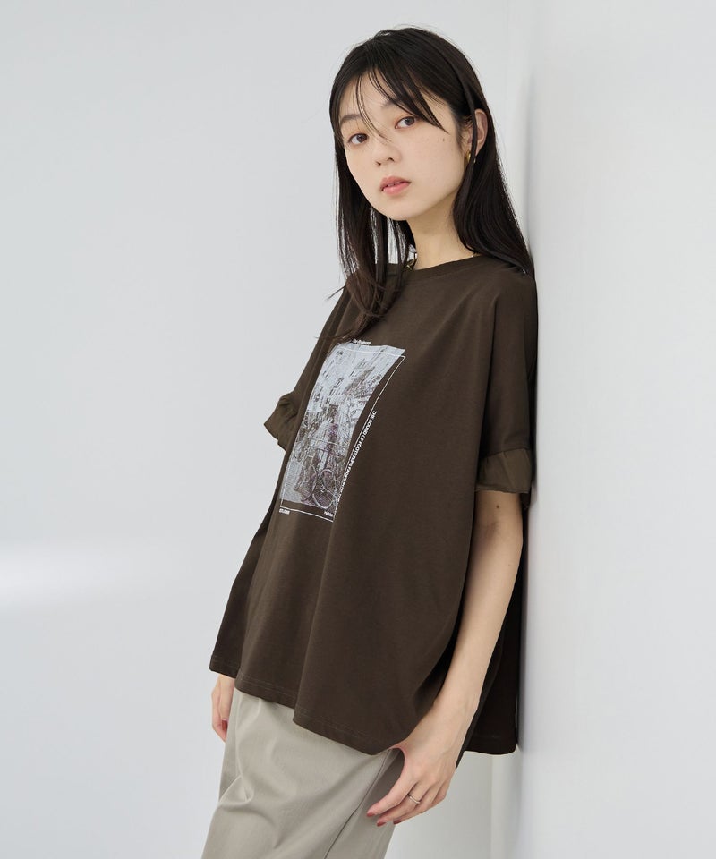 NAVY  SARARI 接触冷感 袖フリルコンパクトTシャツ レディース メール便 対応商品商品画像-13