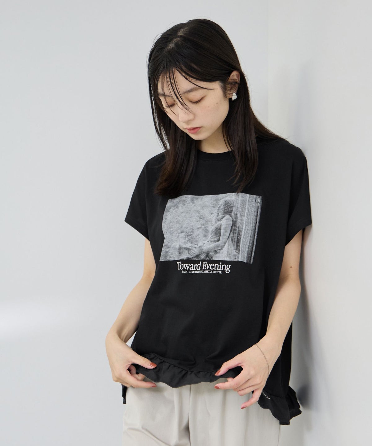 NAVY SARARI 接触冷感 裾フリルノースリーブ レディース
