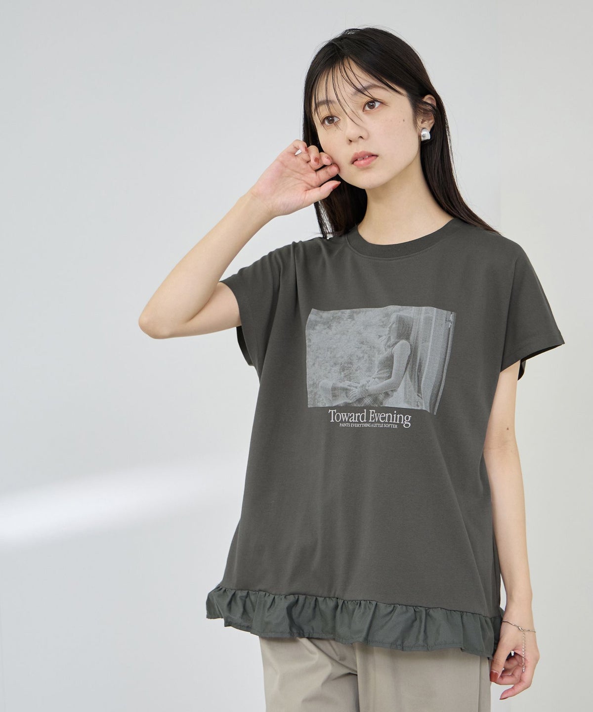NAVY SARARI 接触冷感 裾フリルノースリーブ レディース