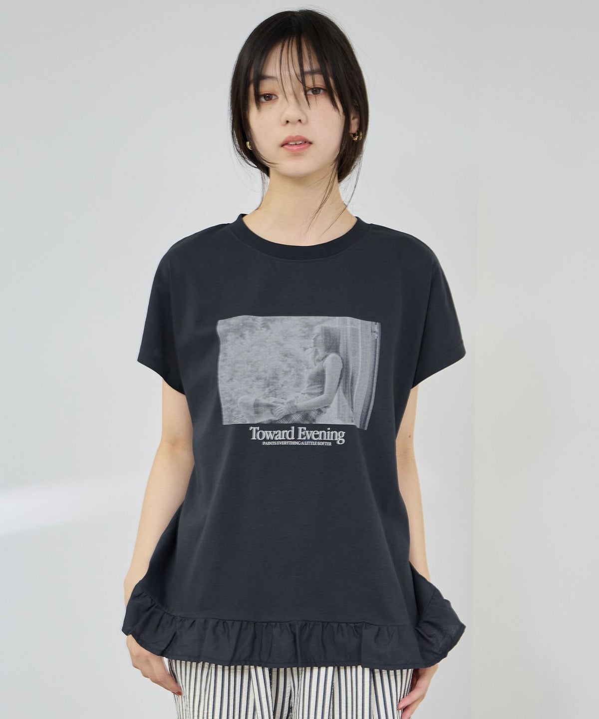 NAVY SARARI 接触冷感 裾フリルノースリーブ レディース