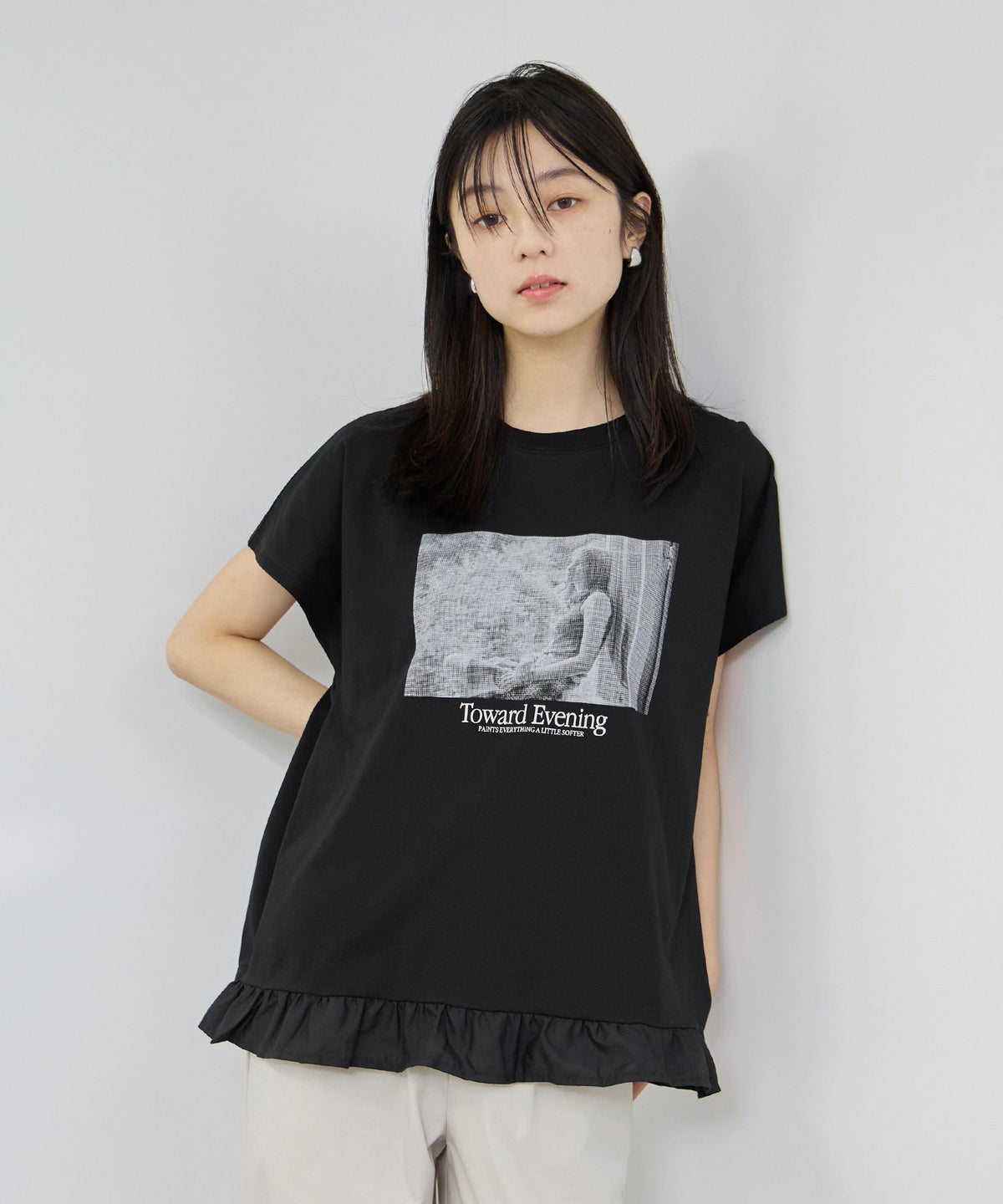 NAVY SARARI 接触冷感 裾フリルノースリーブ レディース