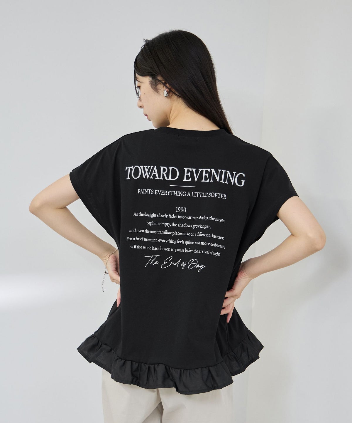NAVY SARARI 接触冷感 裾フリルノースリーブ レディース