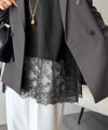 Classical Elf 大人のきれいめカジュアル、体型も美しくカバー。裾レースカットソードッキングTシャツ(長袖)商品サムネイル-3