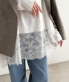 Classical Elf 大人のきれいめカジュアル、体型も美しくカバー。裾レースカットソードッキングTシャツ(長袖)商品サムネイル-8