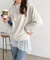 Classical Elf 大人のきれいめカジュアル、体型も美しくカバー。裾レースカットソードッキングTシャツ（長袖）商品サムネイル-12
