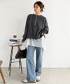 Classical Elf 大人のきれいめカジュアル、体型も美しくカバー。裾レースカットソードッキングTシャツ（長袖）商品サムネイル-15