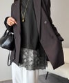 Classical Elf 大人のきれいめカジュアル、体型も美しくカバー。裾レースカットソードッキングTシャツ（長袖）商品サムネイル-22