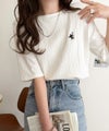 Classical Elf 品よく、すっと、毎日に馴染む。オーガニックコットンランダムリブ胸元刺繍Tシャツ(半袖)商品サムネイル-3