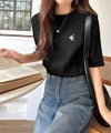 Classical Elf 品よく、すっと、毎日に馴染む。オーガニックコットンランダムリブ胸元刺繍Tシャツ(半袖)商品サムネイル-19