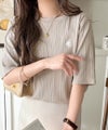 Classical Elf 品よく、すっと、毎日に馴染む。オーガニックコットンランダムリブ胸元刺繍Tシャツ(半袖)商品サムネイル-26