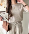 Classical Elf 品よく、すっと、毎日に馴染む。オーガニックコットンランダムリブ胸元刺繍Tシャツ(半袖)商品サムネイル-27