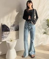 Classical Elf 透き通る気品を、日常に。ランダムタックシアー袖フレア長袖トップス商品サムネイル-20
