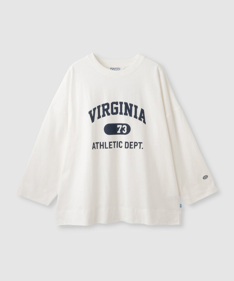 DISCUS  カレッジロゴ ドロップショルダー ワイドシルエット長袖Tシャツ レディース メール便 対応商品商品画像-2