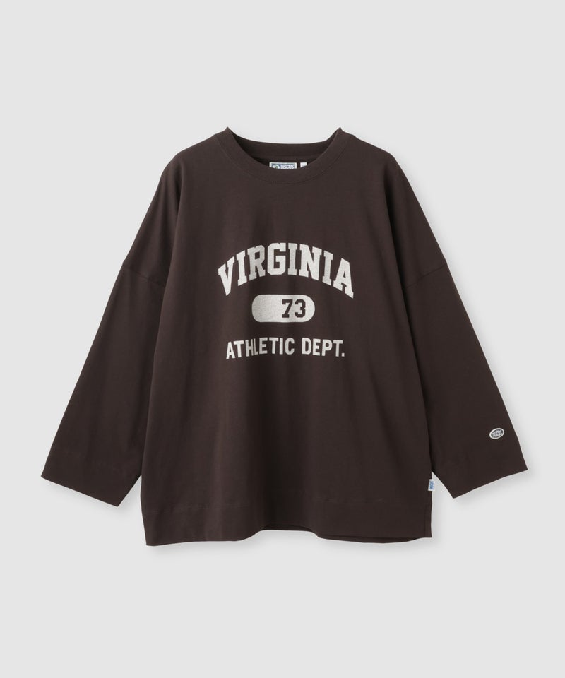 DISCUS カレッジロゴ ドロップショルダー ワイドシルエット長袖Tシャツ レディース メール便 対応商品商品画像-4