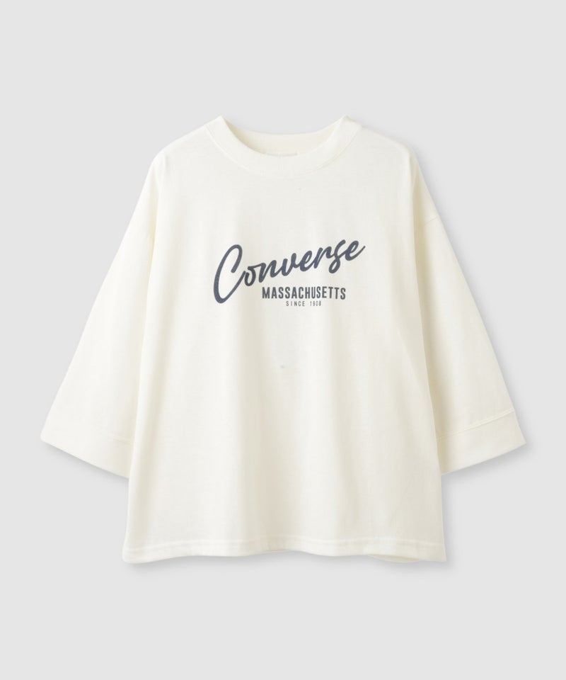 CONVERSE ワイドシルエット ロゴ8分袖Tシャツ レディース メール便 対応商品商品画像-2