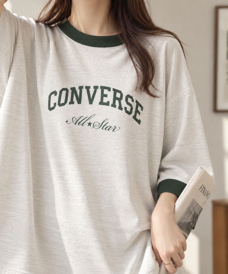 CONVERSE ワイドシルエット 8分袖リンガーTシャツ レディース メール便 対応商品商品画像-1
