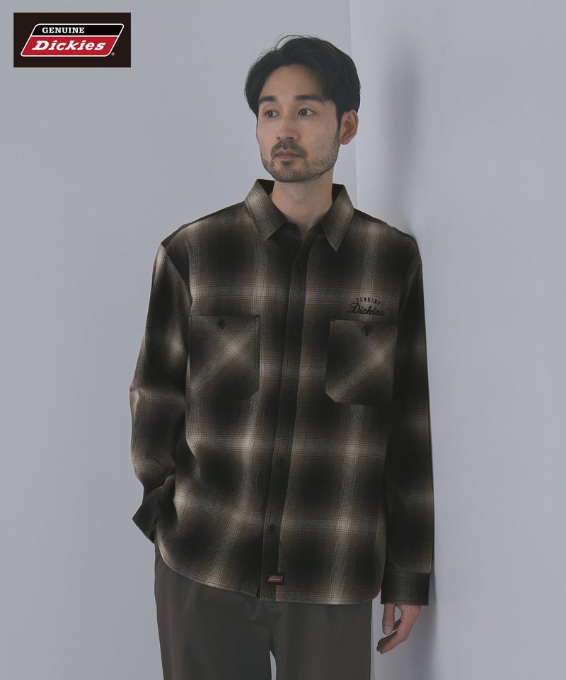GENUINE Dickies ワンポイントロゴ刺しゅう ネルチェックワークシャツ メンズ商品画像-1