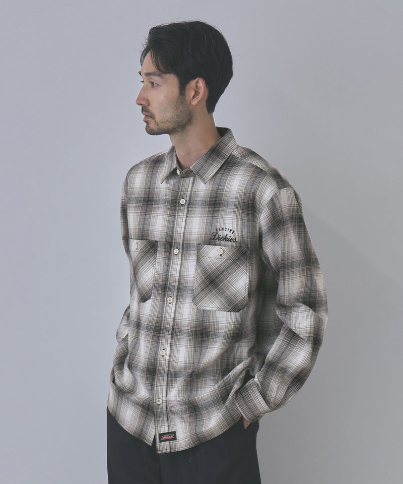 GENUINE Dickies ワンポイントロゴ刺しゅう ネルチェックワークシャツ メンズ商品画像-2
