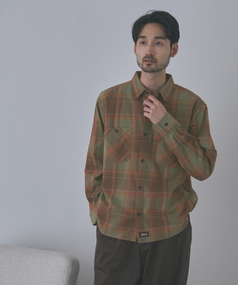 GENUINE Dickies ワンポイントロゴ刺しゅう ネルチェックワークシャツ メンズ商品画像-18