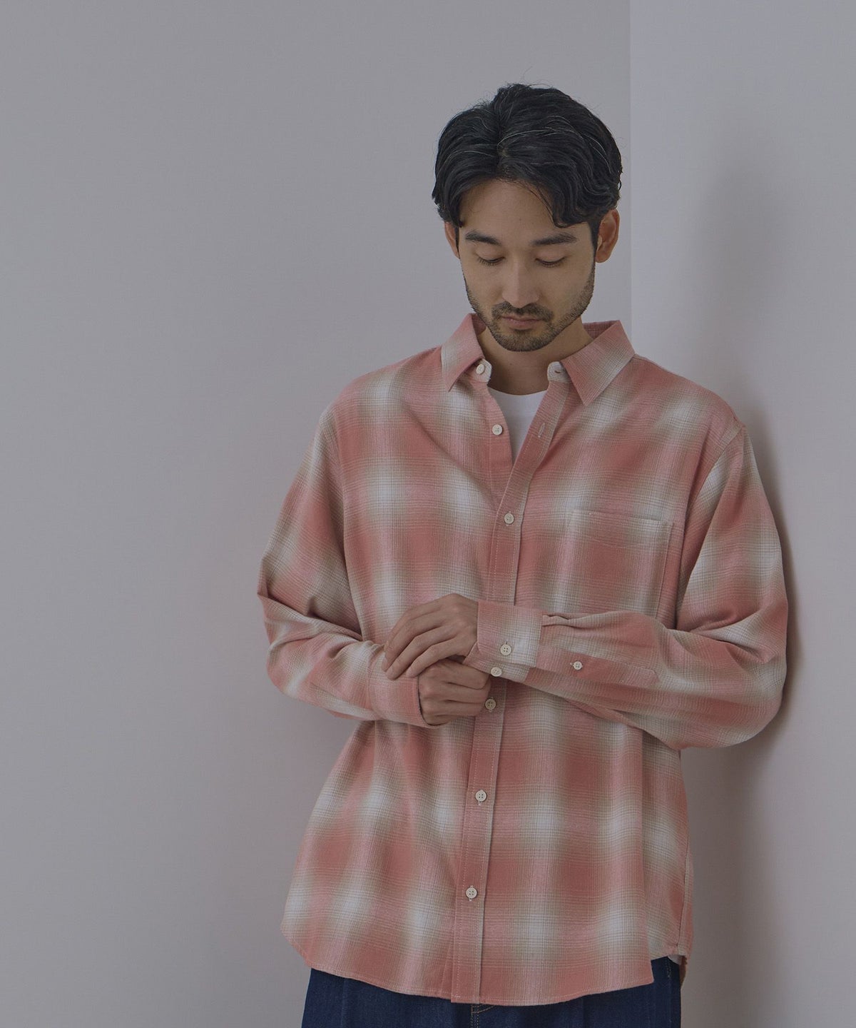NAVY フランネルチェックシャツ メンズ
