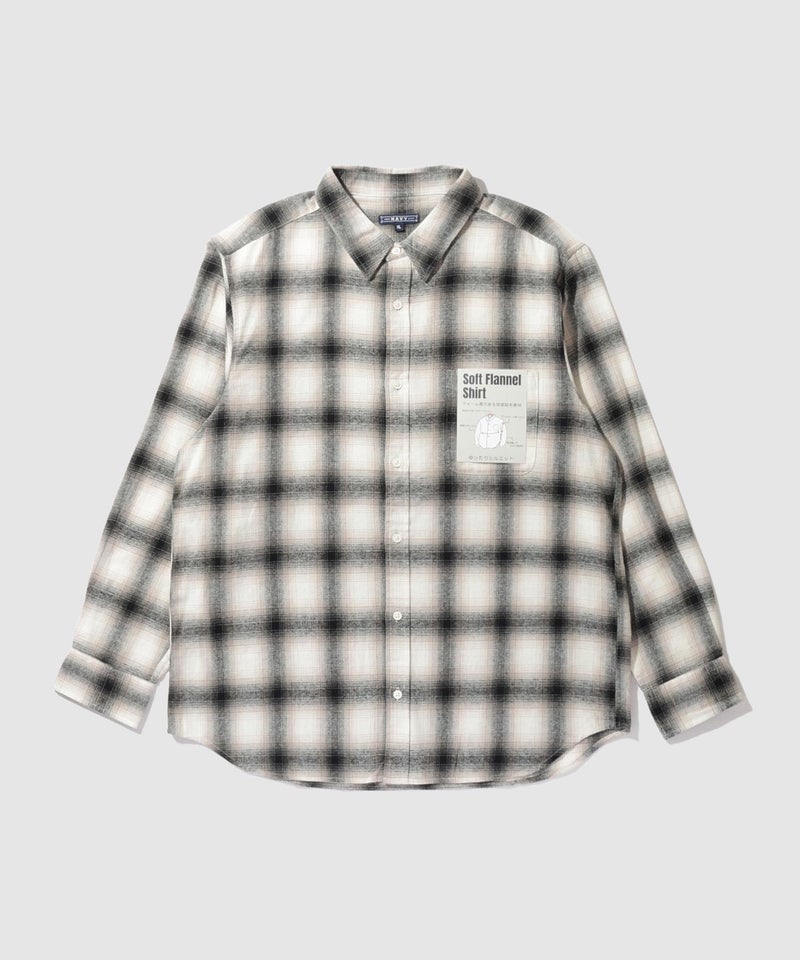NAVY  フランネルチェックシャツ メンズ商品画像-2