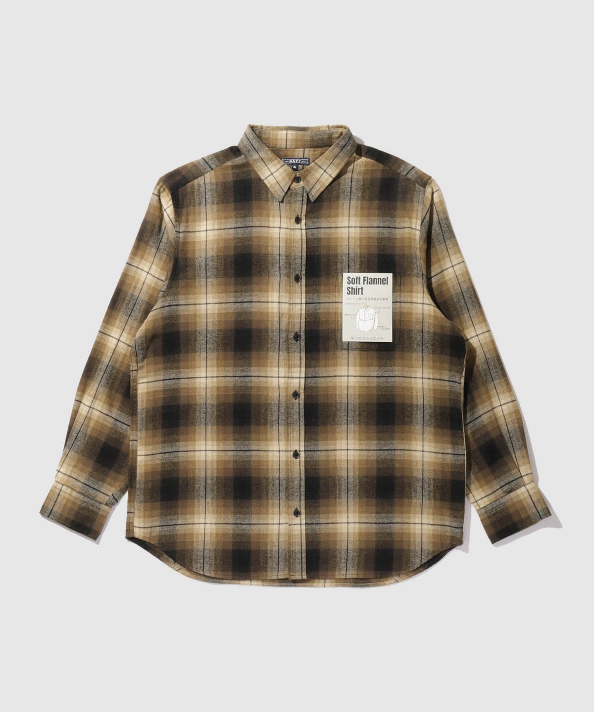 NAVY フランネルチェックシャツ メンズ