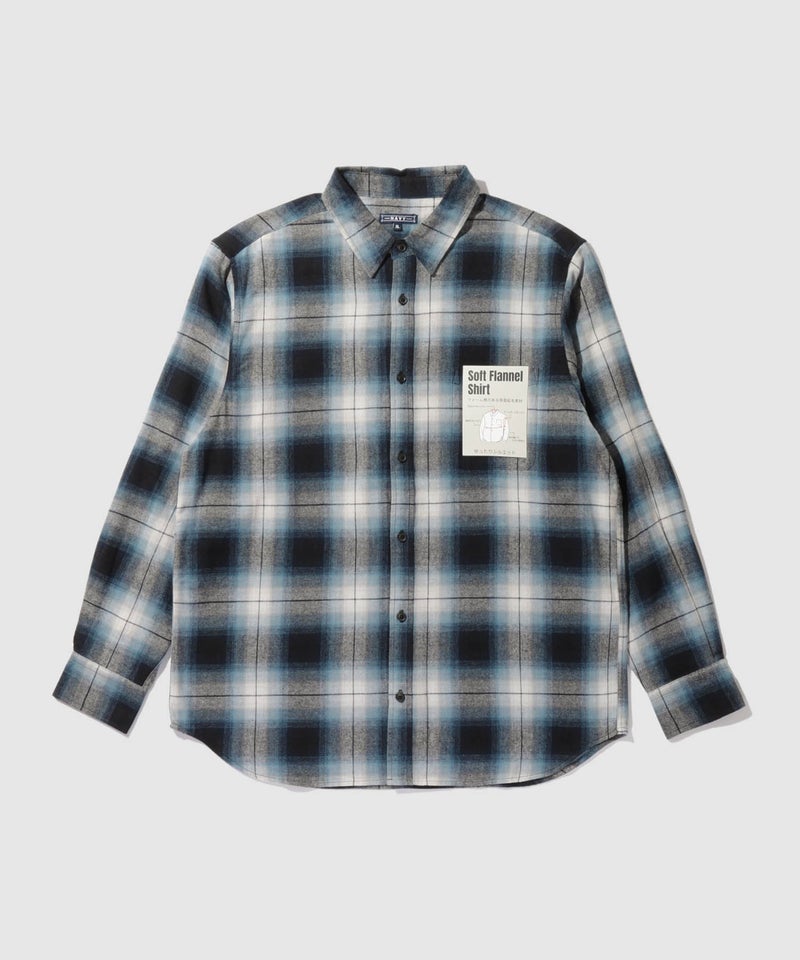 NAVY  フランネルチェックシャツ メンズ商品画像-6