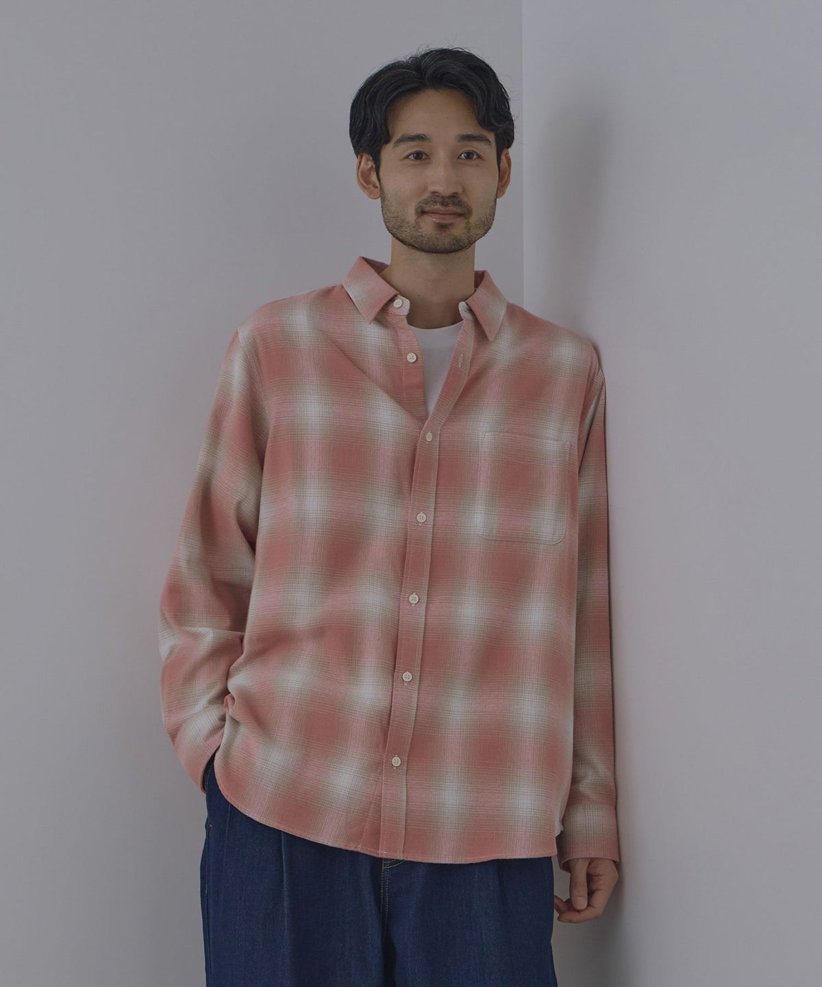 NAVY フランネルチェックシャツ メンズ
