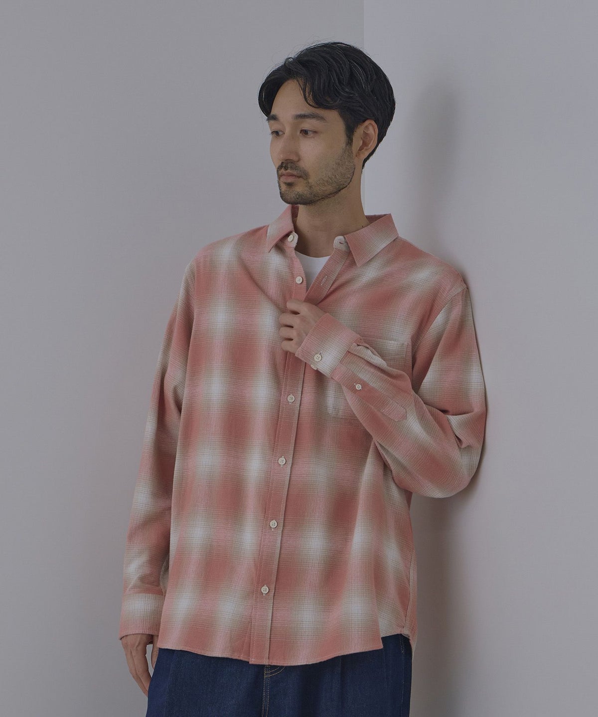NAVY フランネルチェックシャツ メンズ