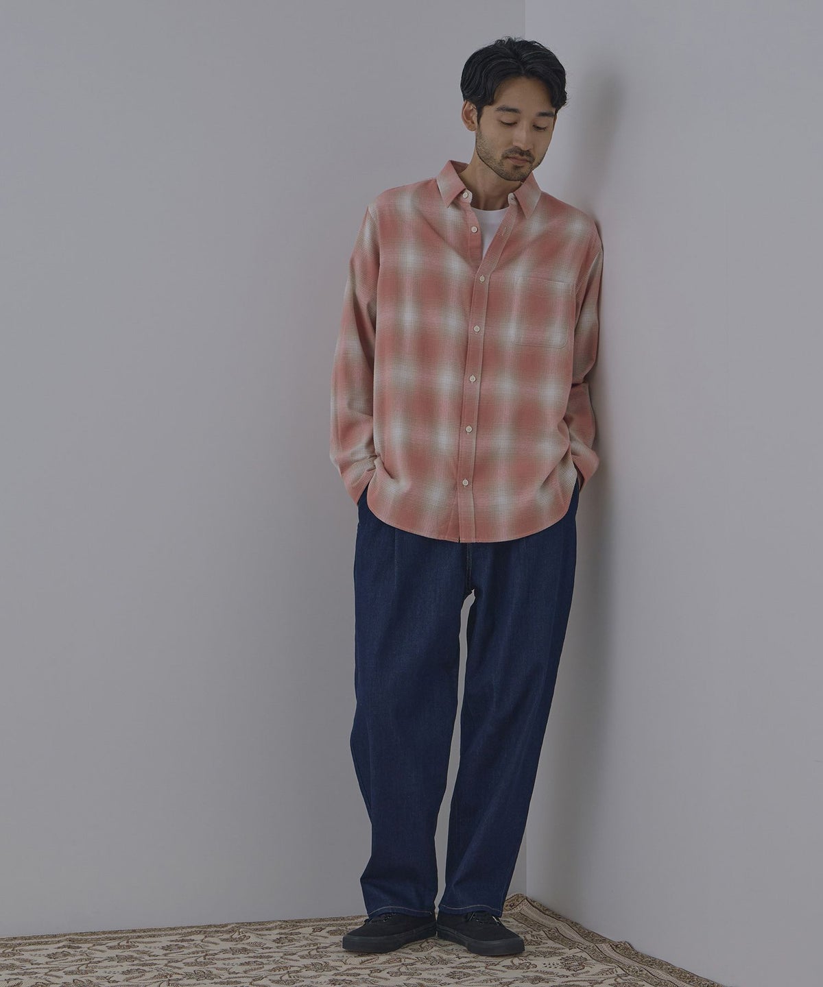 NAVY フランネルチェックシャツ メンズ