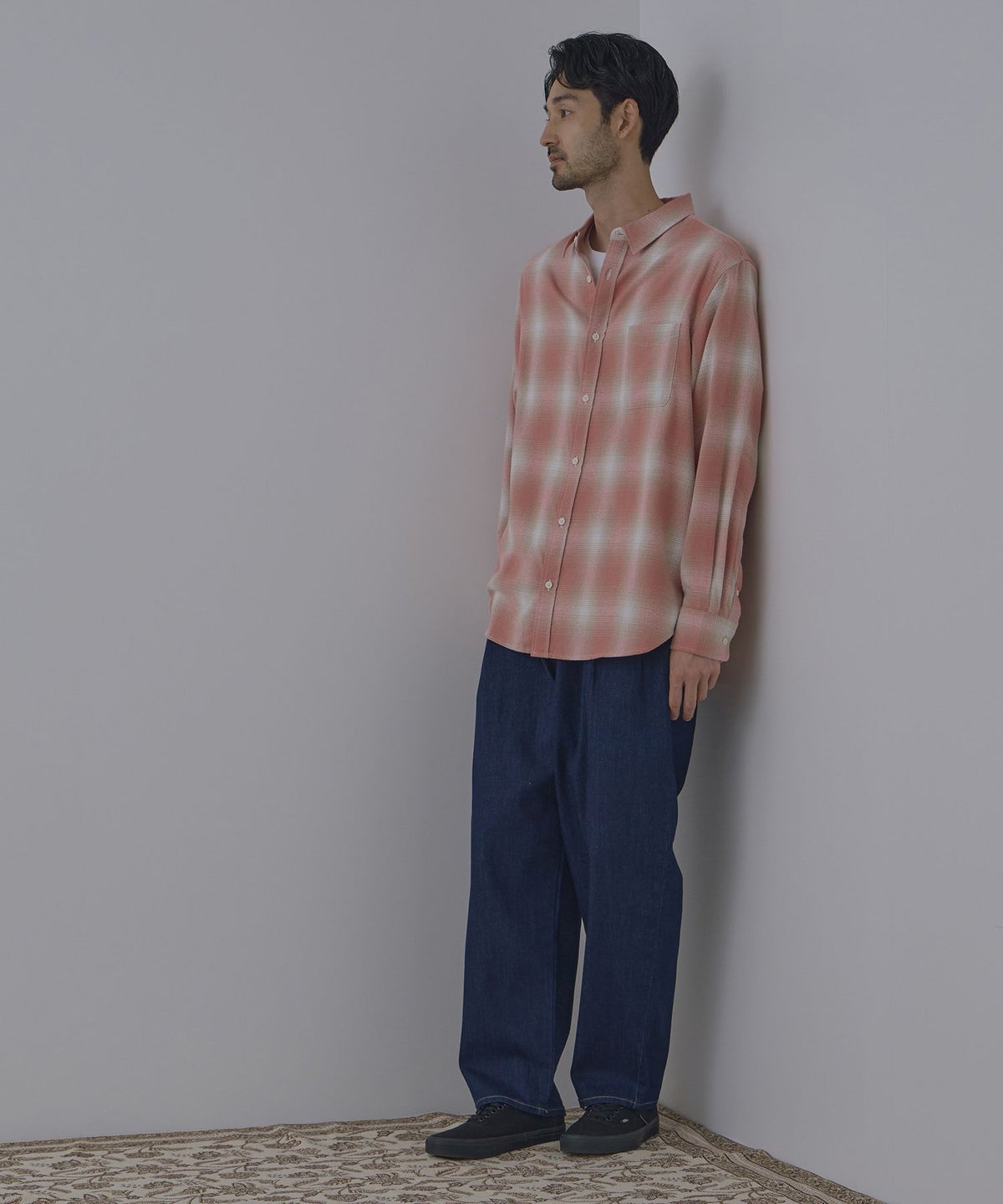 NAVY フランネルチェックシャツ メンズ
