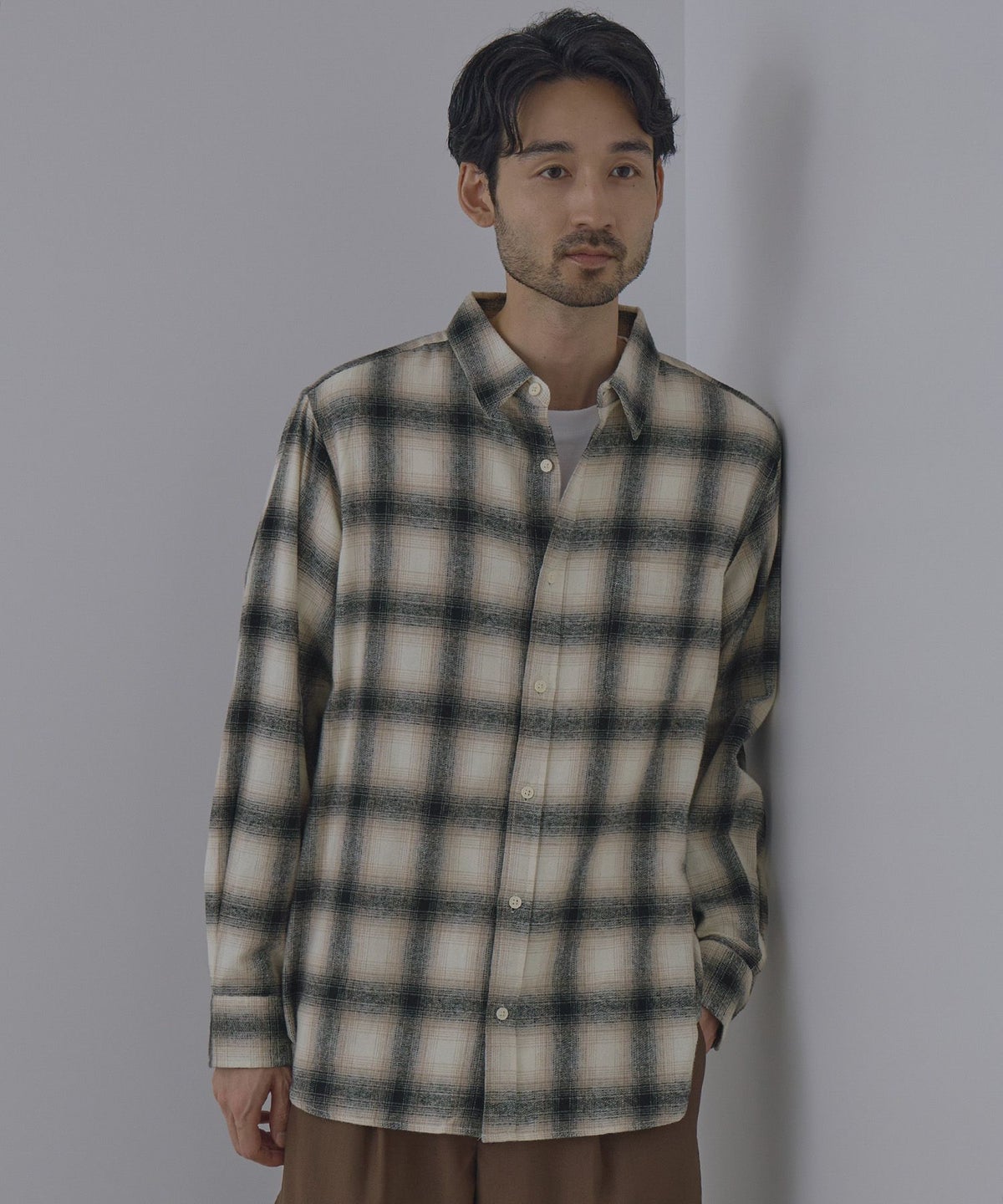 NAVY フランネルチェックシャツ メンズ