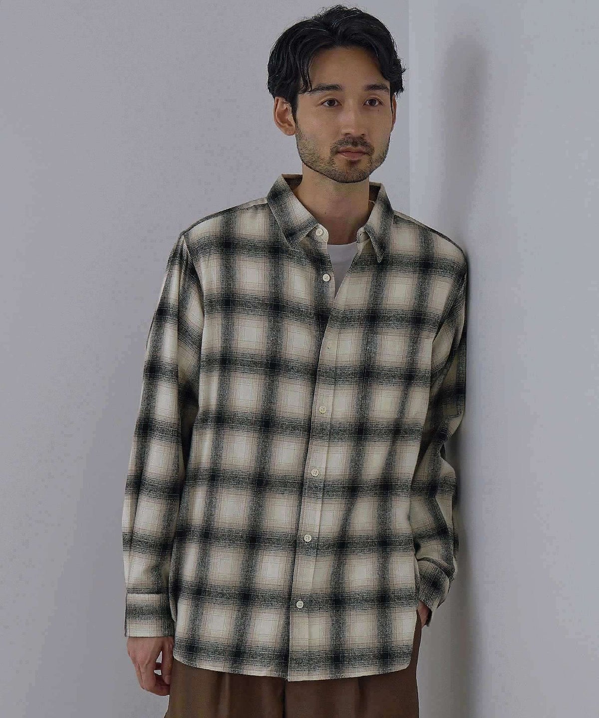 NAVY フランネルチェックシャツ メンズ