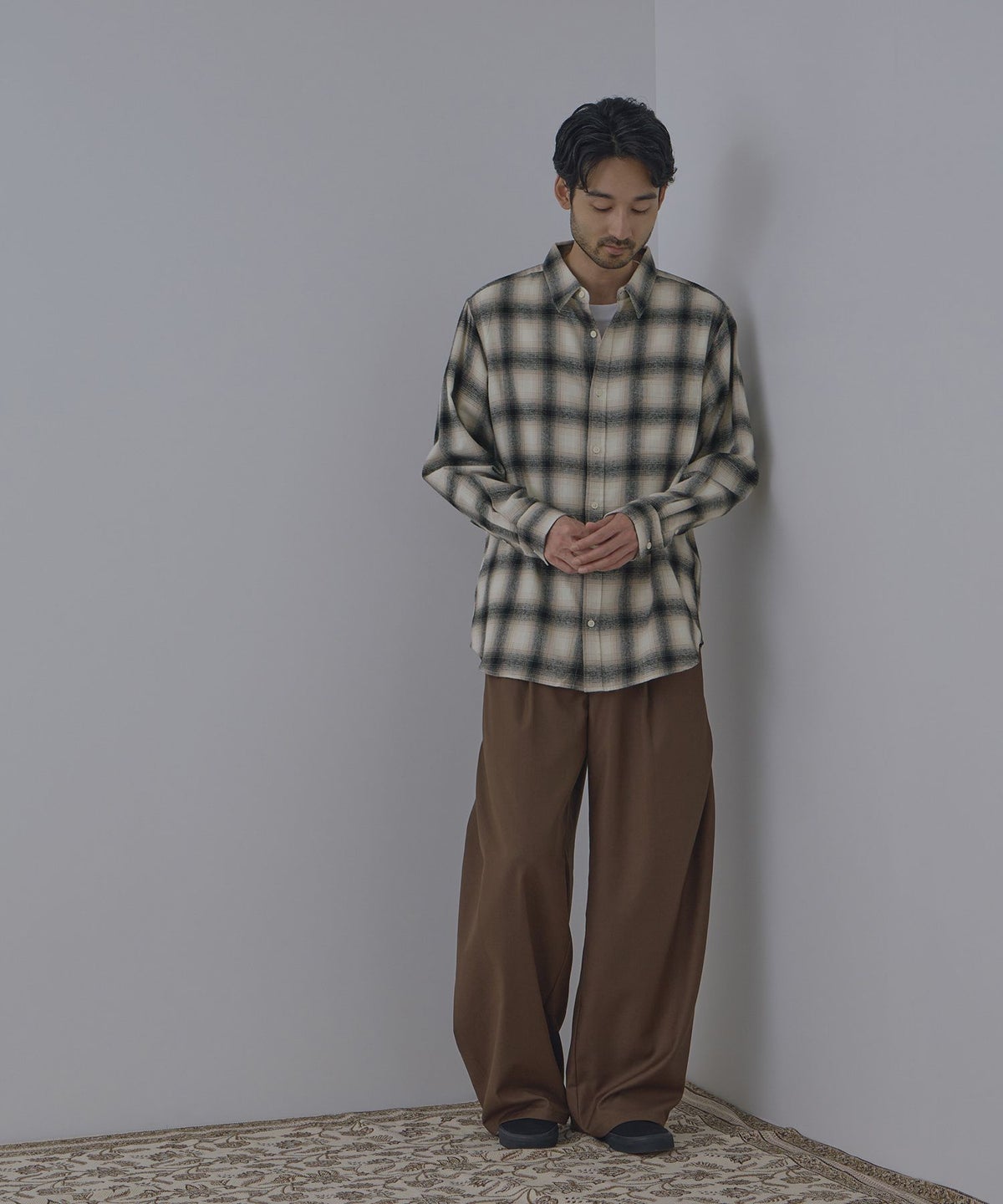 NAVY フランネルチェックシャツ メンズ