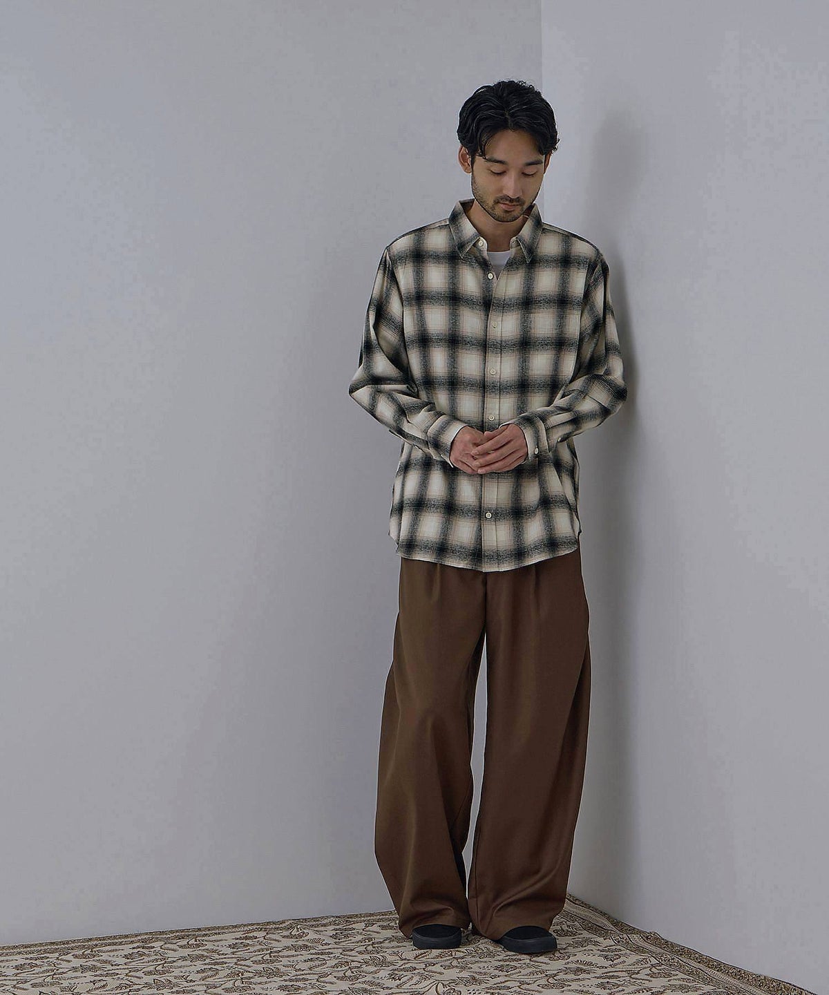 NAVY フランネルチェックシャツ メンズ
