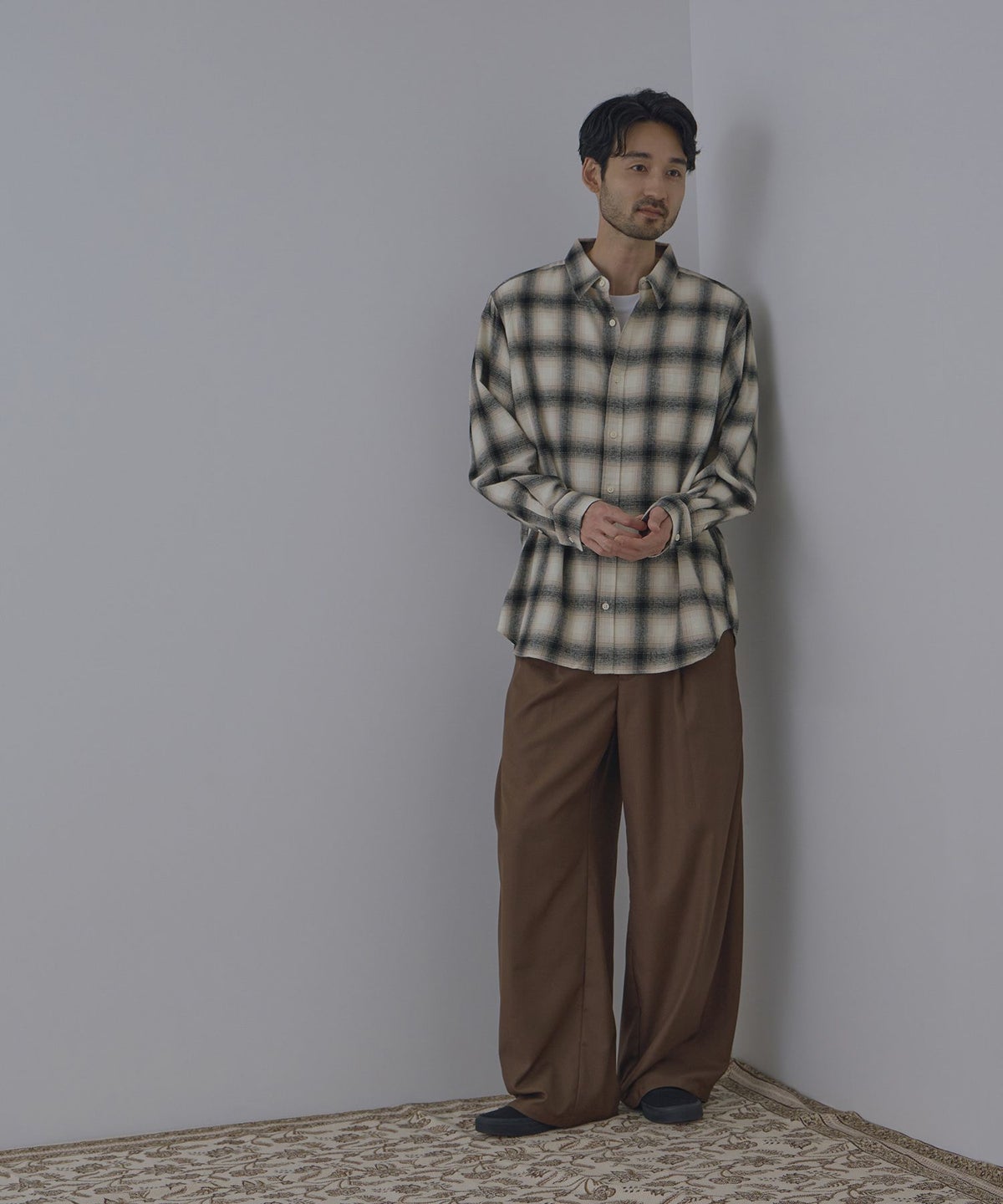 NAVY フランネルチェックシャツ メンズ