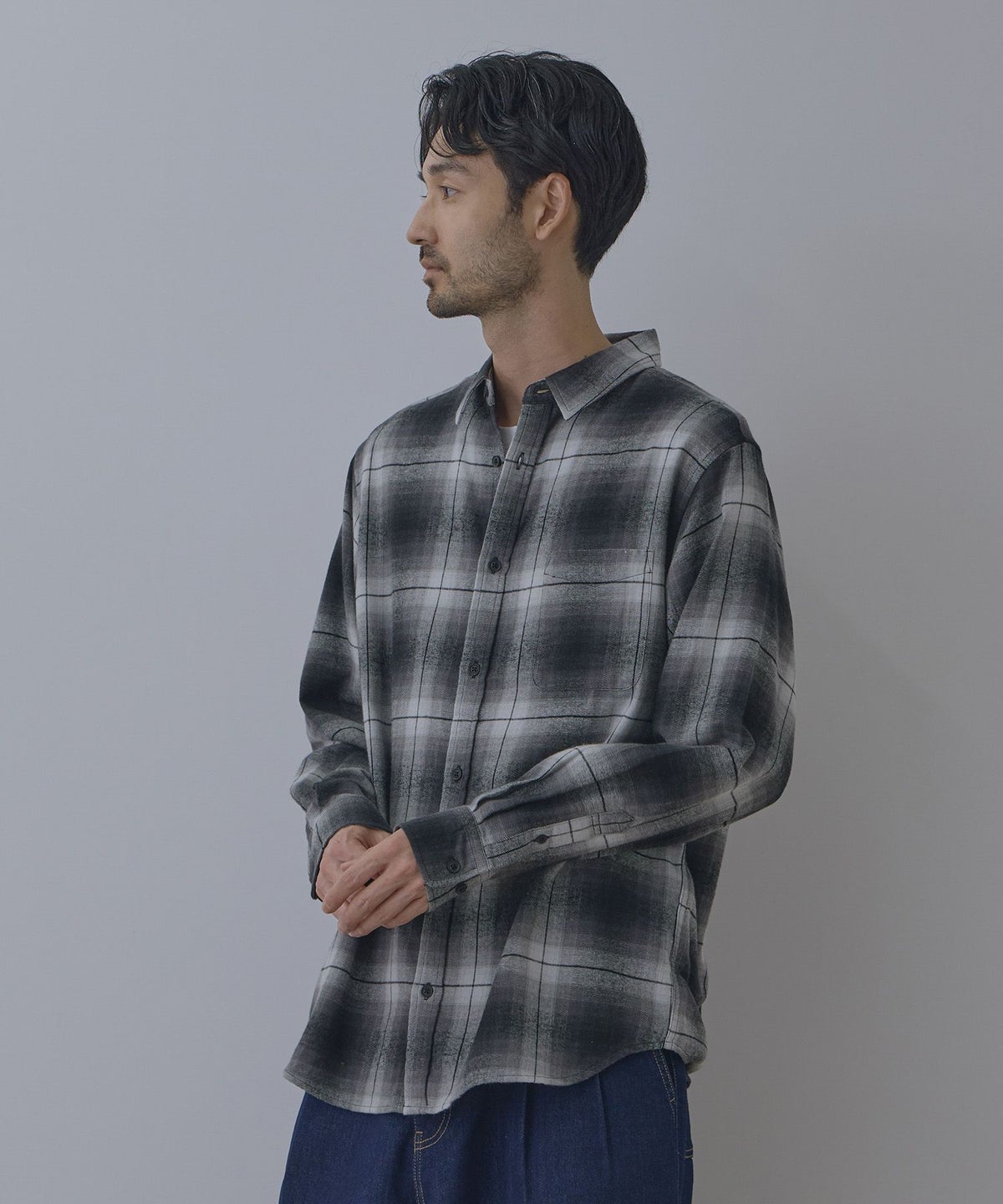 NAVY フランネルチェックシャツ メンズ