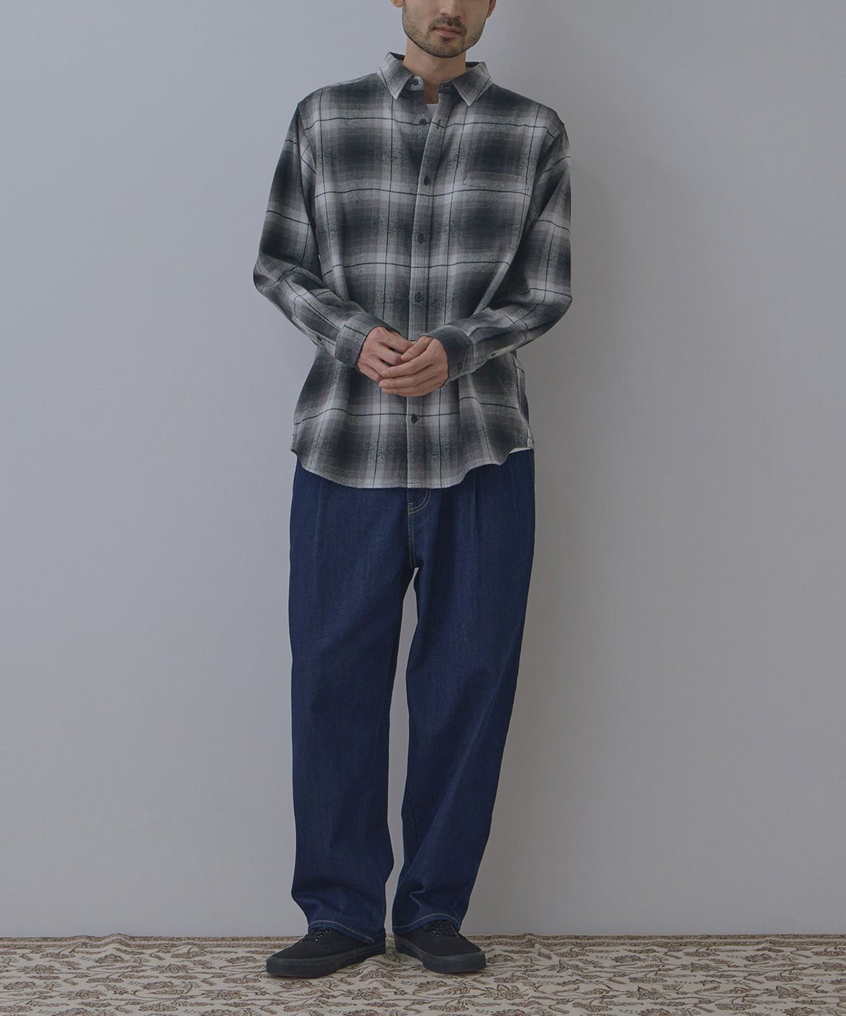 NAVY フランネルチェックシャツ メンズ