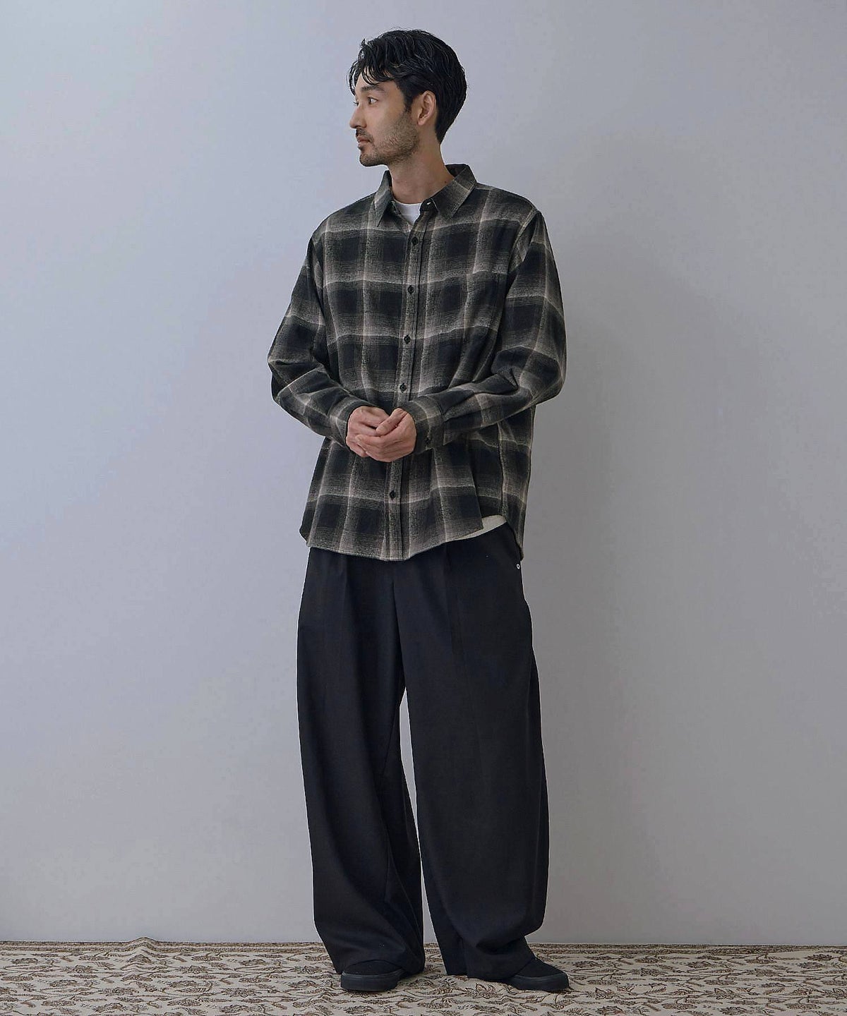 NAVY フランネルチェックシャツ メンズ