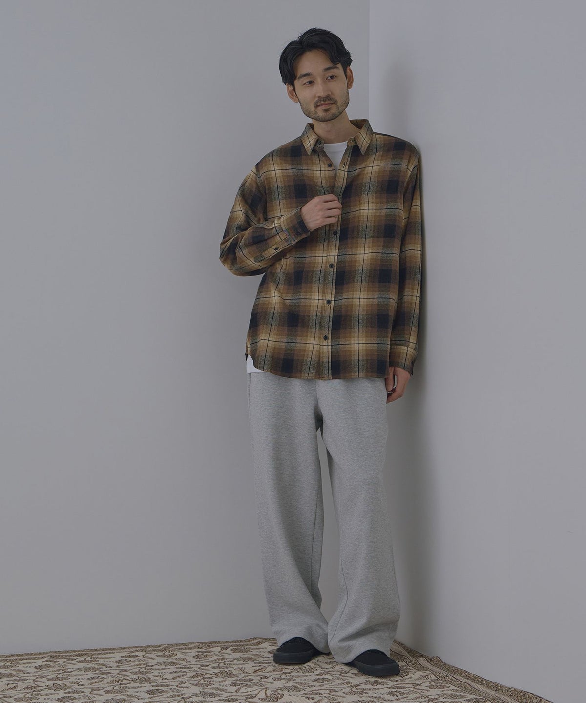 NAVY フランネルチェックシャツ メンズ