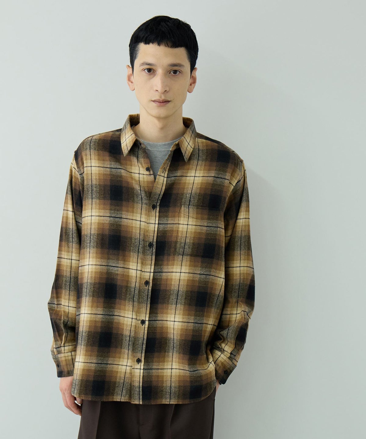 NAVY フランネルチェックシャツ メンズ
