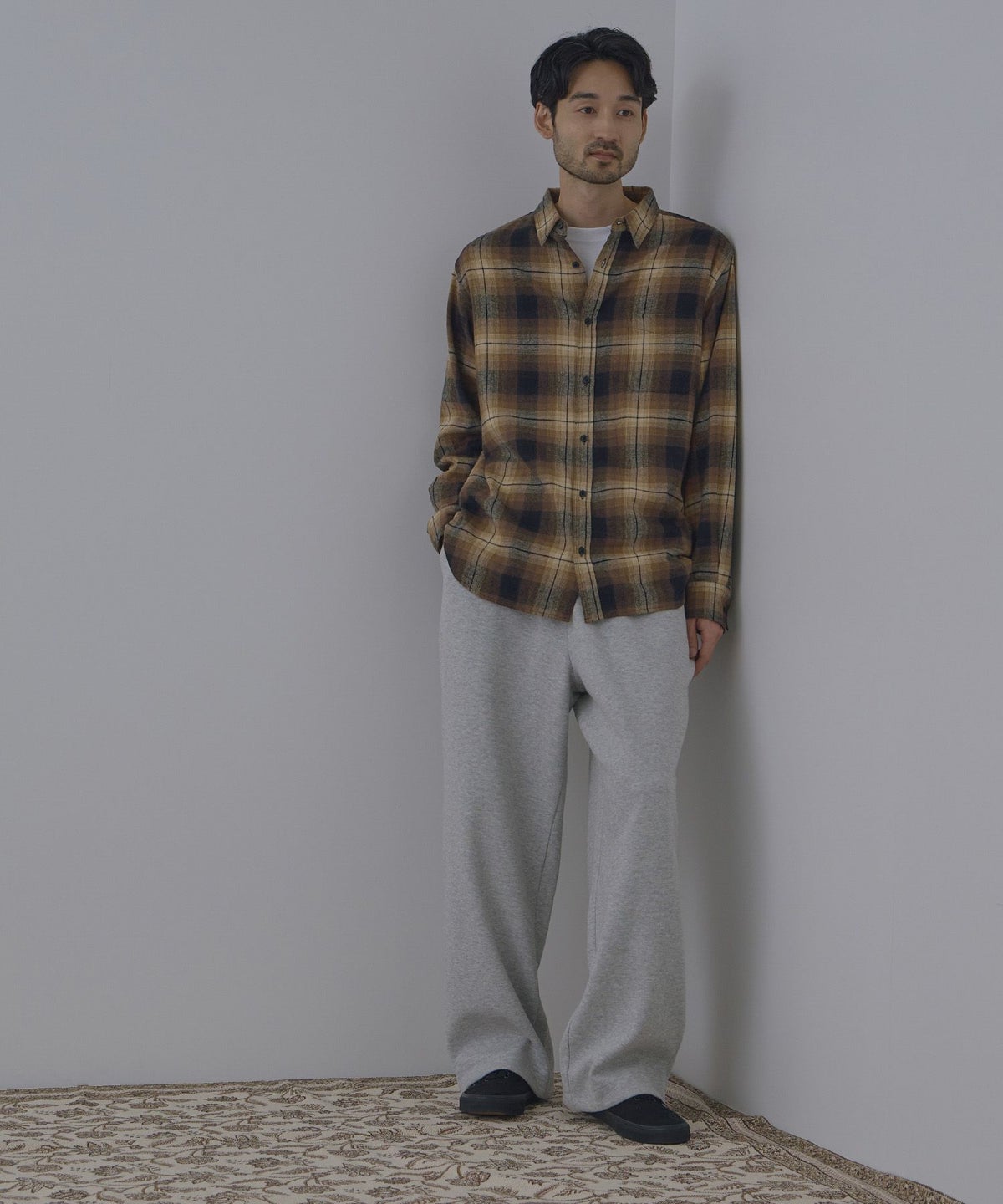 NAVY フランネルチェックシャツ メンズ