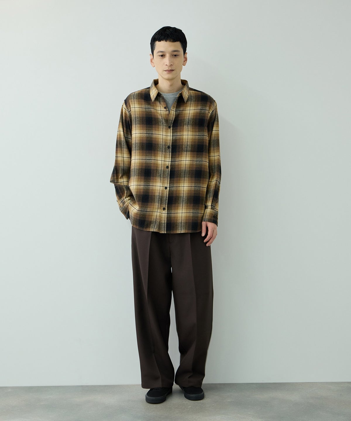 NAVY フランネルチェックシャツ メンズ
